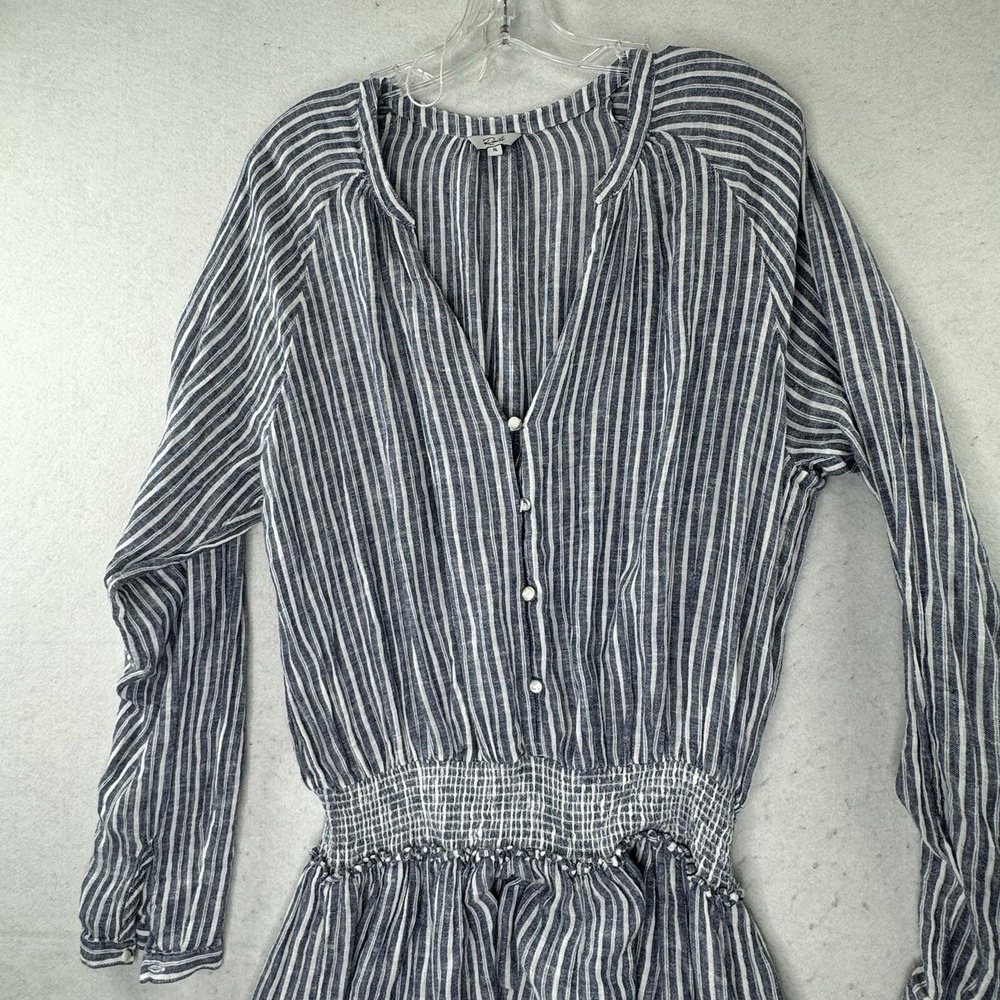 Rails Jasmine Linen‎ Mini Dress Womens Size XL Striped Empire Waist Boho LS - Picture 12 of 12